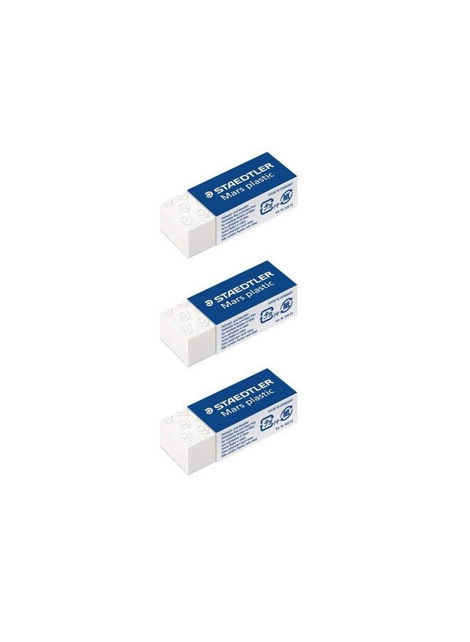 STAEDTLER Mars Plastic Eraser Pack Of 3 Plastic Mini White - Image 2