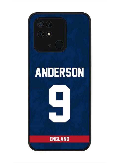 Rugged Black Edge Case for Redmi 10C 4G , Slim fit Soft Case Flexible Rubber Edges Thin Cover - Player Name - James Anderson, Jersey Number- 9