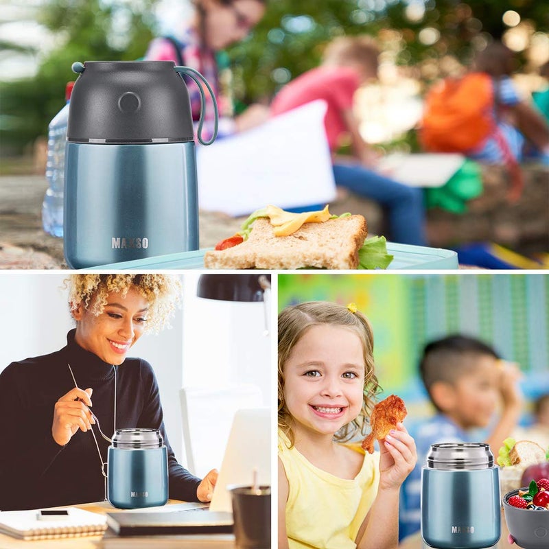 MAXSO Itslife Insulated Thermo Food Jar for Hot & Cold Food for Kids Adult, 17 oz Soup Thermal Hot Food Containers for Lunch, Triple Layer Insulation Stainless Steel Food Jar with Spoon (Lightblue) - Image 4