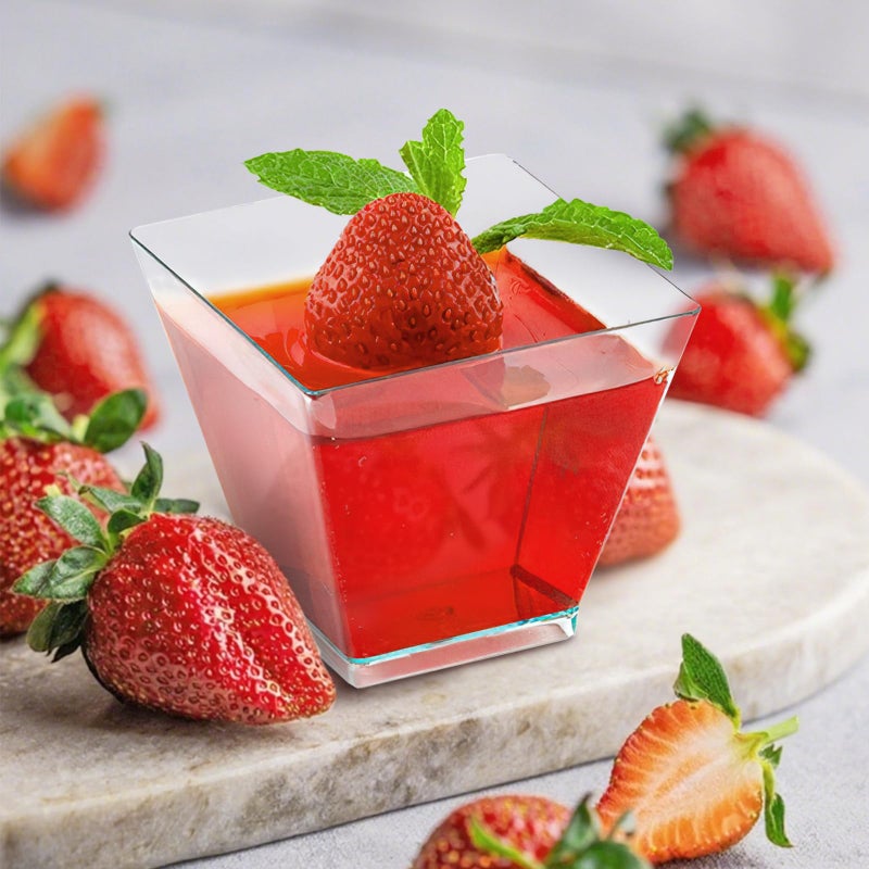 Slomg 100 Pack 4 oz Plastic Dessert Cups with Spoons, Disposable Clear Pudding Parfait Jello Shooter Cups for Party Serving, Ice Cream Trifle Bowls for Fruit Yogurt Appetizer Snack Candy Mousse Salad - Image 4