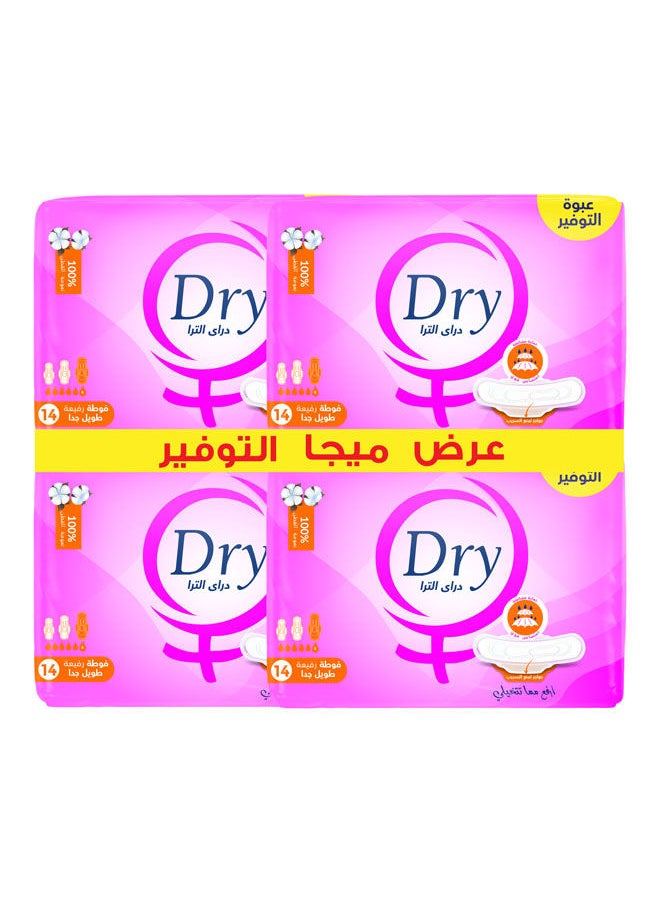 Dry Ultra Thin Menstrual Pads Sanitary Mega Provide 56 Towels Extra Long Size 