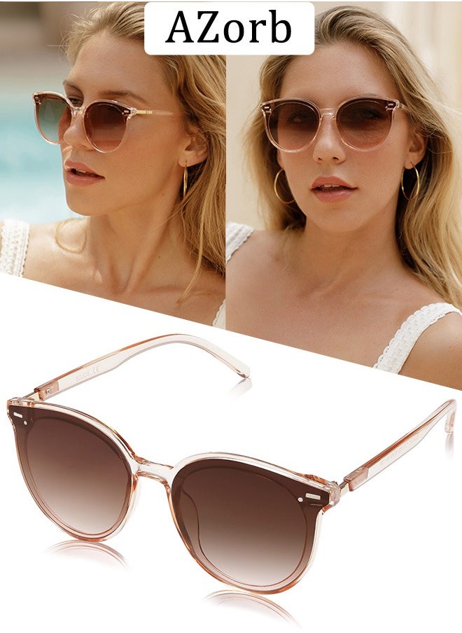 AZorb - Sunglasses Women Men Retro Round Lens UV400 Protection Sun Glasses Women Ladies Glasses Fashion Butterfly Women's Sunglass for Shopping Party Travel Shades Black - Image 1