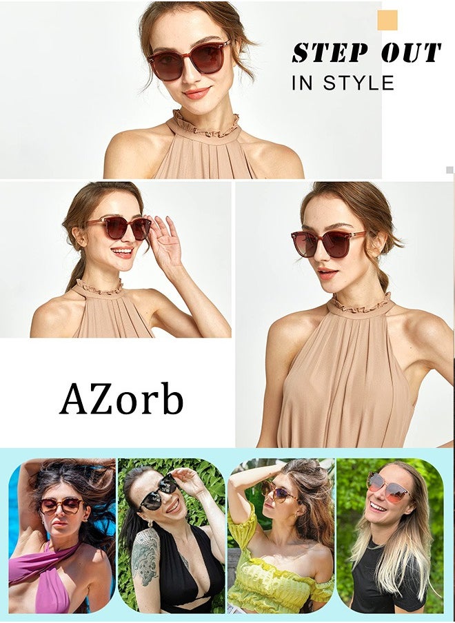 AZorb - Sunglasses Women Men Retro Round Lens UV400 Protection Sun Glasses Women Ladies Glasses Fashion Butterfly Women's Sunglass for Shopping Party Travel Shades Black - Image 1