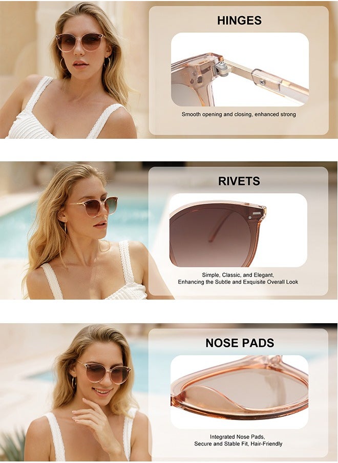 AZorb - Sunglasses Women Men Retro Round Lens UV400 Protection Sun Glasses Women Ladies Glasses Fashion Butterfly Women's Sunglass for Shopping Party Travel Shades Black - Image 1