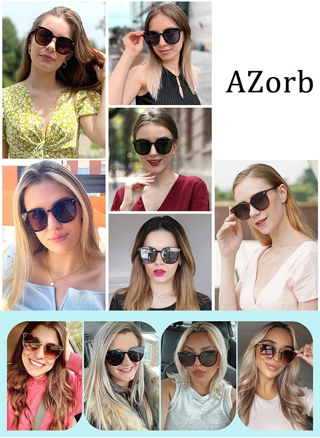 AZorb - Sunglasses Women Men Retro Round Lens UV400 Protection Sun Glasses Women Ladies Glasses Fashion Butterfly Women's Sunglass for Shopping Party Travel Shades Black - Image 1