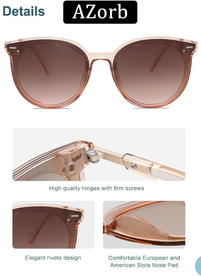 AZorb - Sunglasses Women Men Retro Round Lens UV400 Protection Sun Glasses Women Ladies Glasses Fashion Butterfly Women's Sunglass for Shopping Party Travel Shades Black - Image 1