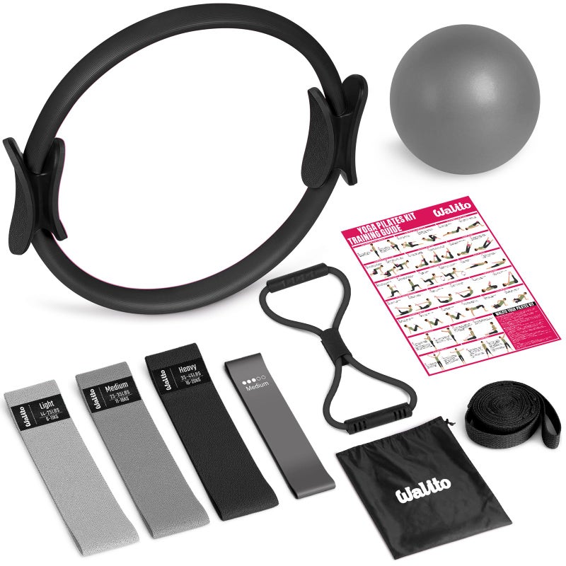 WALITO Home Pilates Kit for Women,Pilates Ring Set with Magic Circle,Resistance Bands,Figure 8 Workout Bands,Mini Ball, Compact Toning Fitness Essentials Starter Set Accessories Gift - Image 1