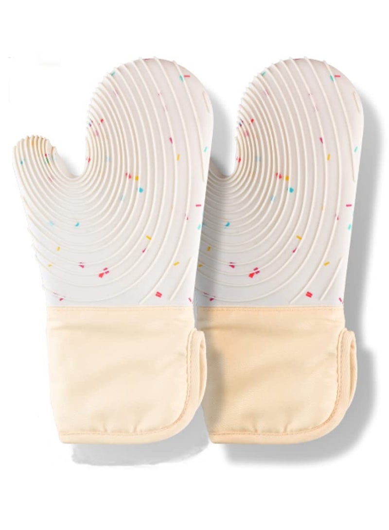 Loloty Silicone Oven Mitts, Heat Resistant Oven Gloves with Thickened Ripple, Non-Slip Professional Kitchen Mittens With Soft Quilted Liner for Baking Cooking  - Image 1