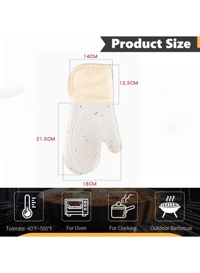 Loloty Silicone Oven Mitts, Heat Resistant Oven Gloves with Thickened Ripple, Non-Slip Professional Kitchen Mittens With Soft Quilted Liner for Baking Cooking  - Image 2