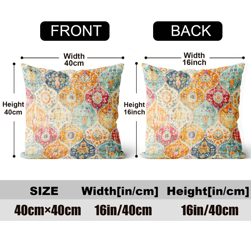ZSYTZL Boho Throw Pillow Covers 16x16 inch Set of 2,Soft Pillowcases Bohemia Carpet Printing Pattern Decorative Sofa Living Room Bed Square Pillow Case Cushion Cover-Cream Color - Image 2