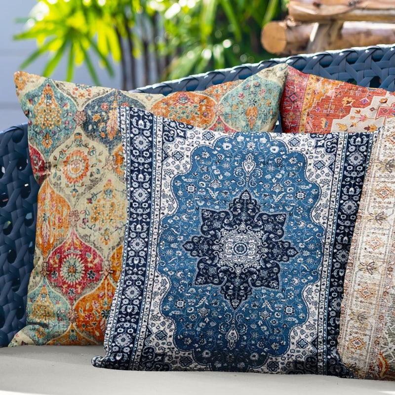 ZSYTZL Boho Throw Pillow Covers 16x16 inch Set of 2,Soft Pillowcases Bohemia Carpet Printing Pattern Decorative Sofa Living Room Bed Square Pillow Case Cushion Cover-Cream Color - Image 3