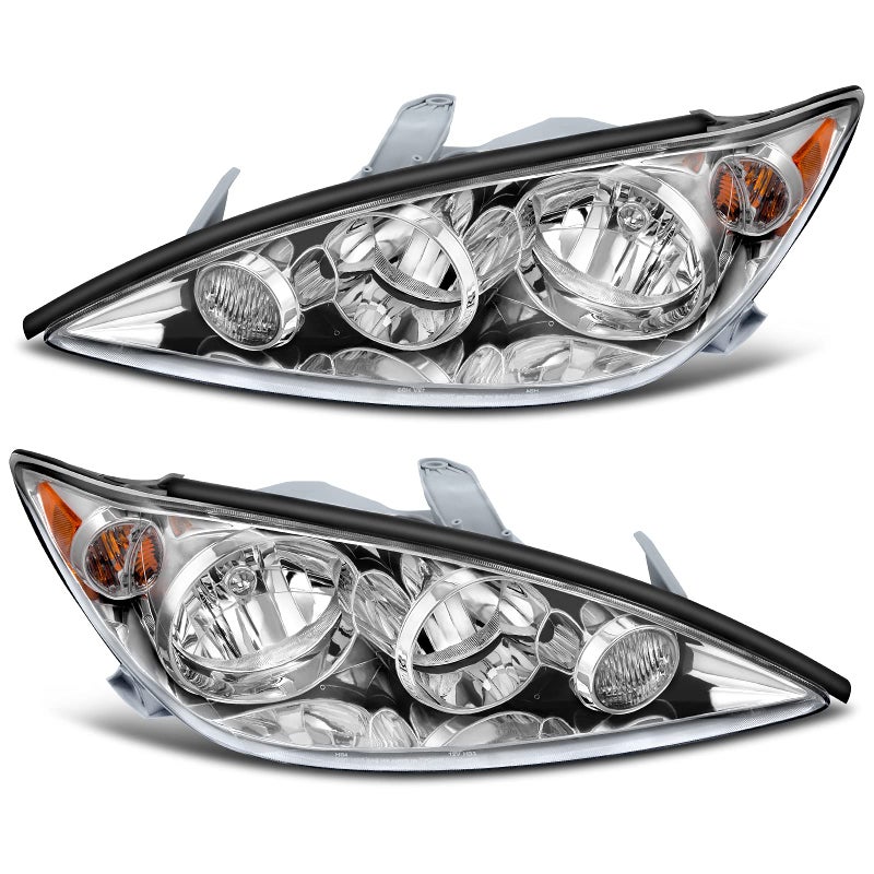 DWVO Headlight Assembly Compatible with 05 06 20052006 Camry US Built LE XLE Headlamps Replacement Chrome Housing Amber Reflector Driver and Passenger Side - Image 2