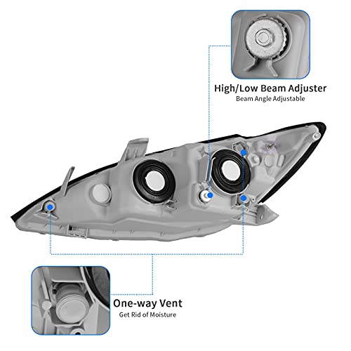 DWVO Headlight Assembly Compatible with 05 06 20052006 Camry US Built LE XLE Headlamps Replacement Chrome Housing Amber Reflector Driver and Passenger Side - Image 5