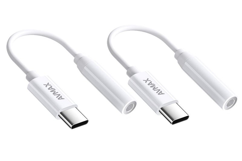 AVMAX USB C to 3.5mm Audio Headphone Adapter HiFi 2 Pack,Type c to Aux Female Cable for 16 15 Plus, S24 S23 S22 S21 S20 and More Type c Devices(Classic white2) - Image 1