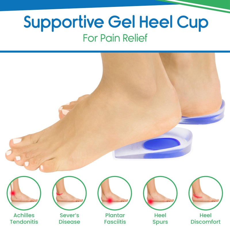 ViveSole Gel Heel Cups (Pair) - Silicone Cushion Insert Pads for Pain Relief  Plantar Fasciitis  Heel Spurs  Shoes  Achilles Treatment - Foot Comfort Support Protectors for Women  Men(Blue  Small/Med) - Image 2