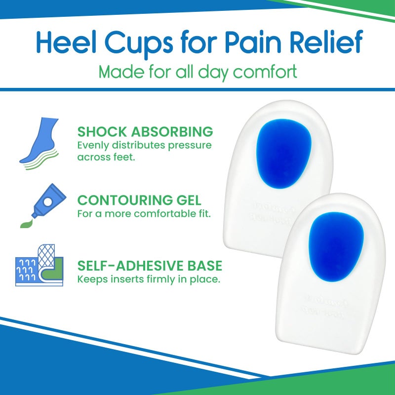 ViveSole Gel Heel Cups (Pair) - Silicone Cushion Insert Pads for Pain Relief  Plantar Fasciitis  Heel Spurs  Shoes  Achilles Treatment - Foot Comfort Support Protectors for Women  Men(Blue  Small/Med) - Image 3