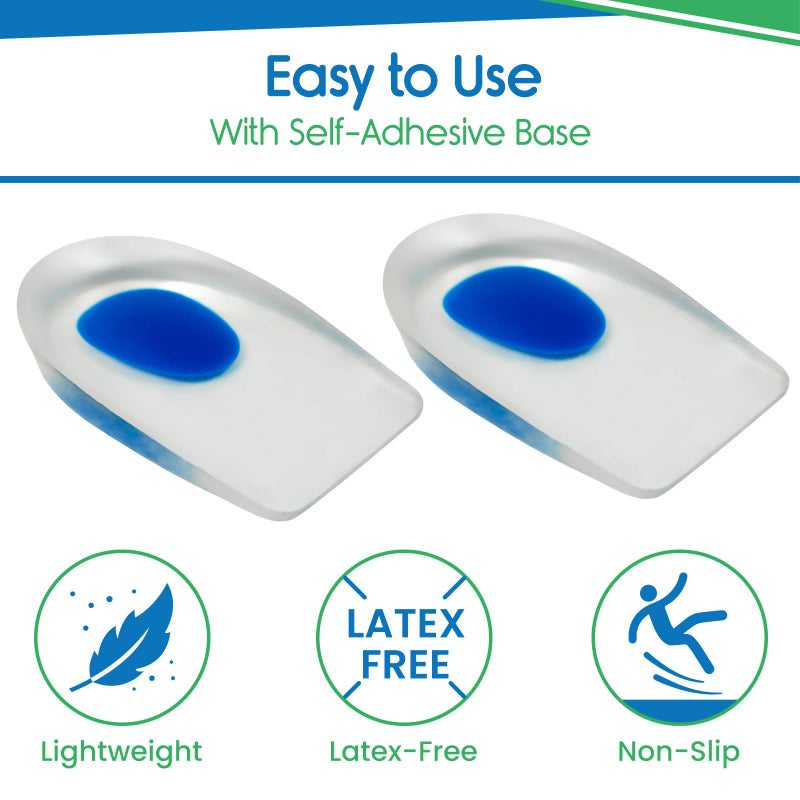 ViveSole Gel Heel Cups (Pair) - Silicone Cushion Insert Pads for Pain Relief  Plantar Fasciitis  Heel Spurs  Shoes  Achilles Treatment - Foot Comfort Support Protectors for Women  Men(Blue  Small/Med) - Image 5
