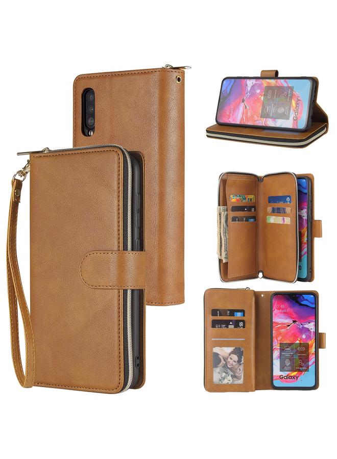 erorex Case For Samsung Galaxy A70 Zipper Wallet Bag Horizontal Flip PU Leather Case with Holder & 9 Card Slots & Wallet & Lanyard & Photo Frame - Image 1