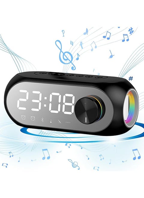 Portable Bluetooth Speakers Wireless Stereo Pairing Bluetooth Speaker Mirror Led Display Bluetooth 5 With Hands Free Playback Portable Design Small Speaker For Travel Outdoors Party Black