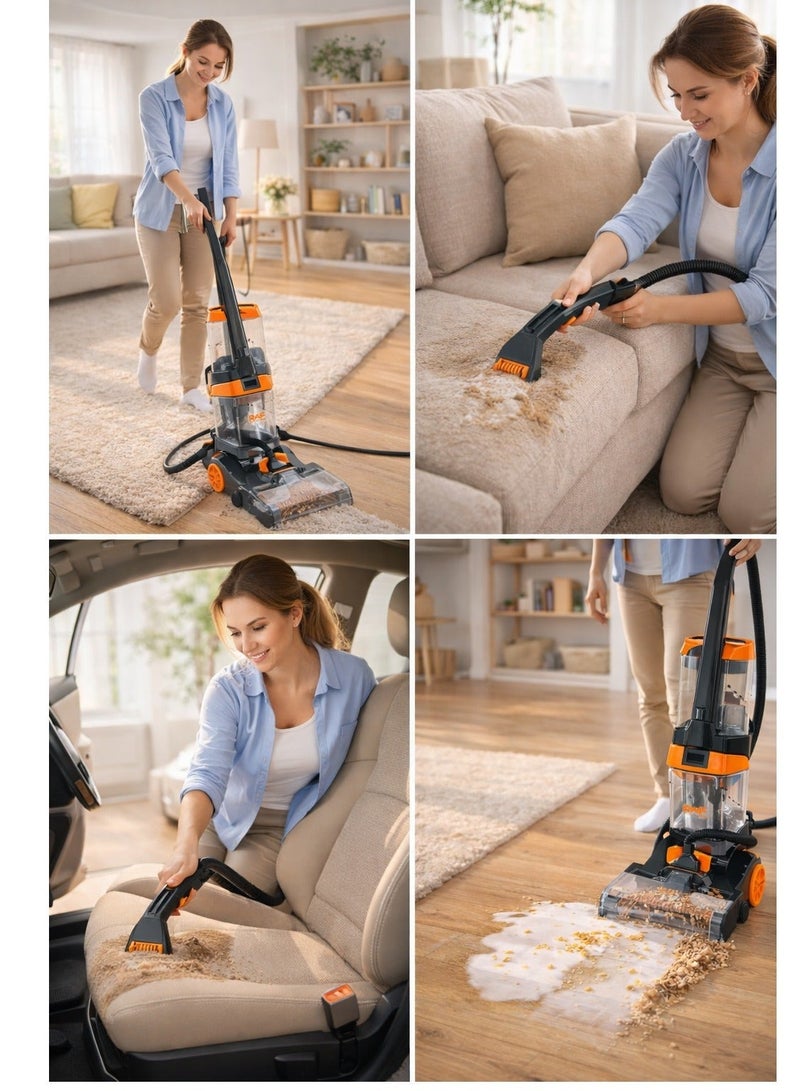 RAF Carpet & Floor Washer Vacuum Cleaner | 800W Powerful 3-in-1 Cleaning Machine | Dual Roller Brushes | 1.35L Clean Water Tank & 1.25L Dirty Tank | Carpet Cleaner for Home & Car - Image 3