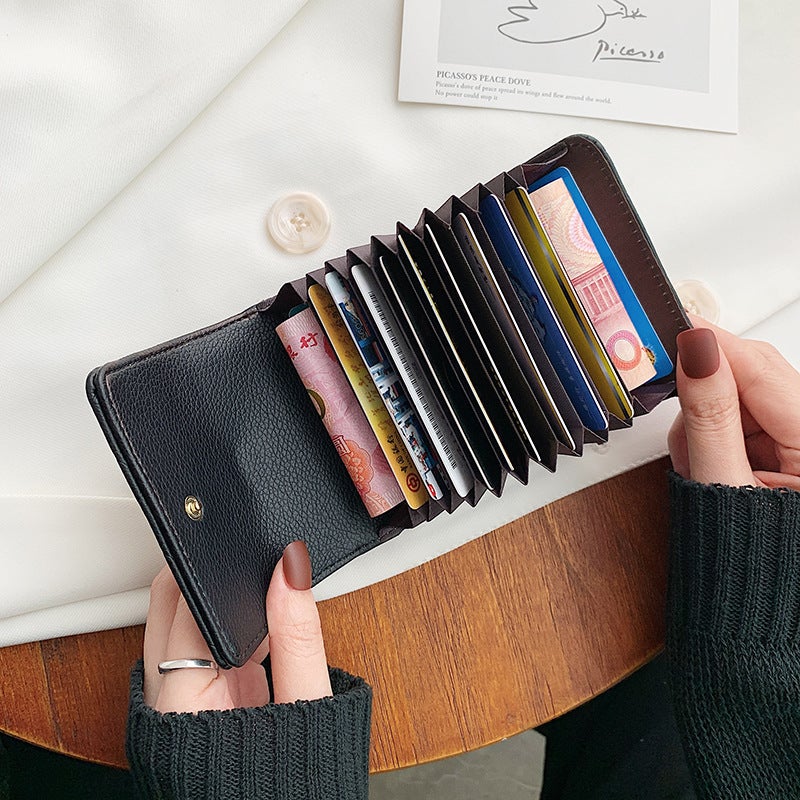 Multifunctional Solid Color PU Leather Wallet, RFID Blocking Design Portable Daily Storage Purse for Cards Cash Coin Business Use - Image 2