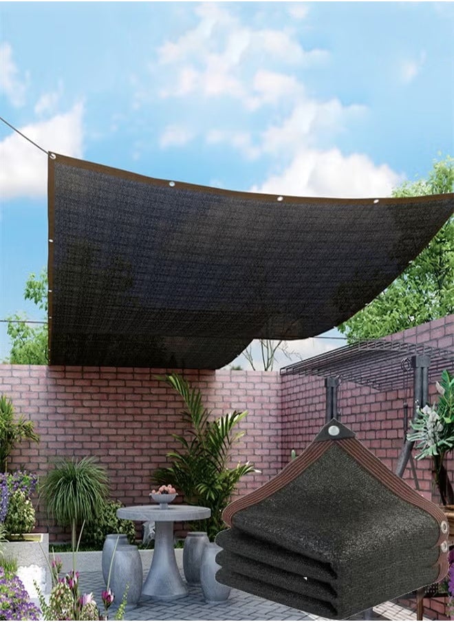 Generic - Sunshade Net, Shade Cloth, Black Shade Cloth, Mesh Cloth, Sunshade Net With Holes And Ropes, Sun Protection And Heat Insulation Net, Screen Privacy, Suitable For Courtyard, Roof Balcony, Carport, Flower Greenhouse, Vegetable Greenhouse, Breeding Greenhouse, Warehouse, Etc. (3m*6m) - Image 1