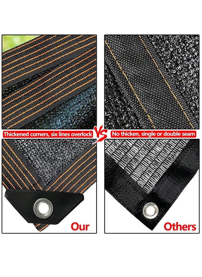 Generic - Sunshade Net, Shade Cloth, Black Shade Cloth, Mesh Cloth, Sunshade Net With Holes And Ropes, Sun Protection And Heat Insulation Net, Screen Privacy, Suitable For Courtyard, Roof Balcony, Carport, Flower Greenhouse, Vegetable Greenhouse, Breeding Greenhouse, Warehouse, Etc. (3m*6m) - Image 1
