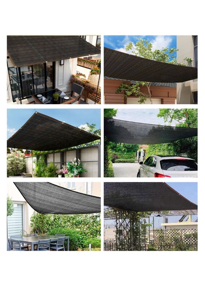 Generic - Sunshade Net, Shade Cloth, Black Shade Cloth, Mesh Cloth, Sunshade Net With Holes And Ropes, Sun Protection And Heat Insulation Net, Screen Privacy, Suitable For Courtyard, Roof Balcony, Carport, Flower Greenhouse, Vegetable Greenhouse, Breeding Greenhouse, Warehouse, Etc. (3m*6m) - Image 1