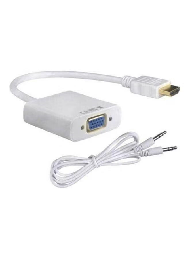 JAJEEK HDMI to VGA Adapter Male to Female – Full HD 1080P Video Converter Cable | Converts HDMI Signal to VGA Display | Includes 3.5mm Audio Out & Micro USB Power Port | For PC, Laptop, Monitor, Projector, HDTV | Plug & Play Connector | White - Image 2