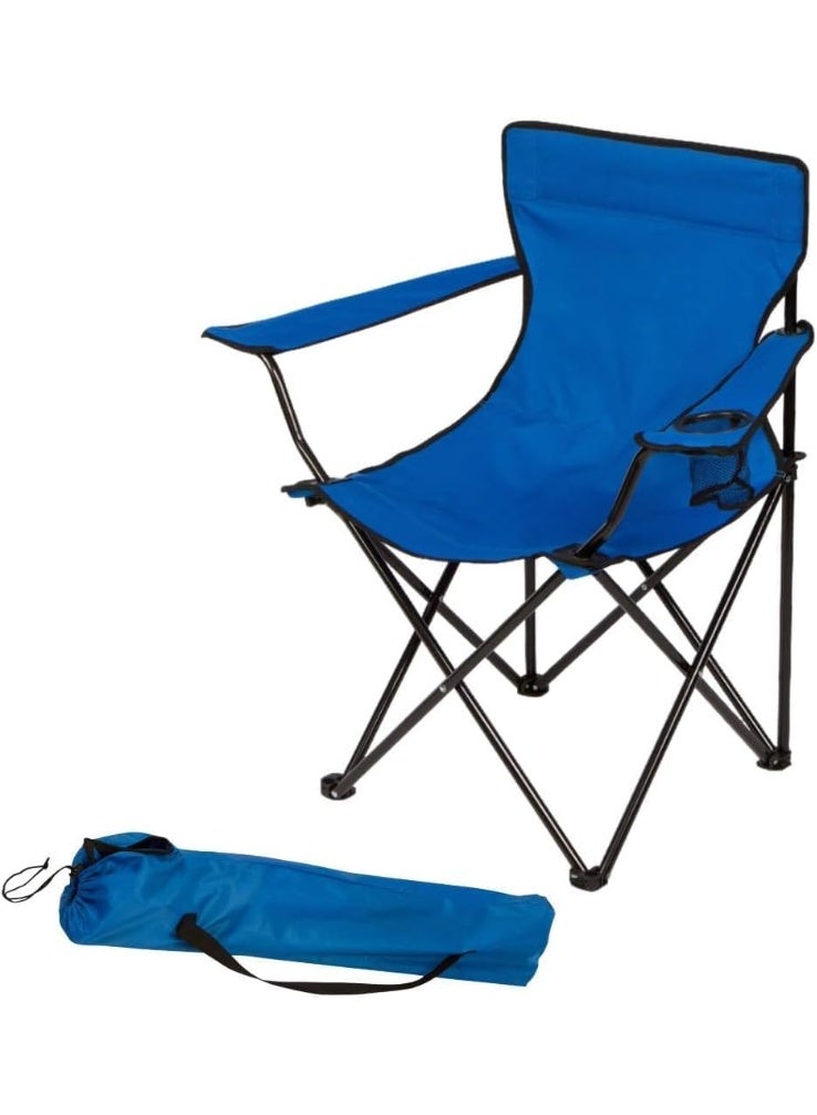DEXO كرسي تخييم محمول ممتاز – إطار فولاذي قابل للطي، قماش أكسفورد 600D، مقعد خفيف الوزن سهل الحمل للصيد، الشاطئ، التنزه والمغامرات الخارجية (أزرق) - Image 2