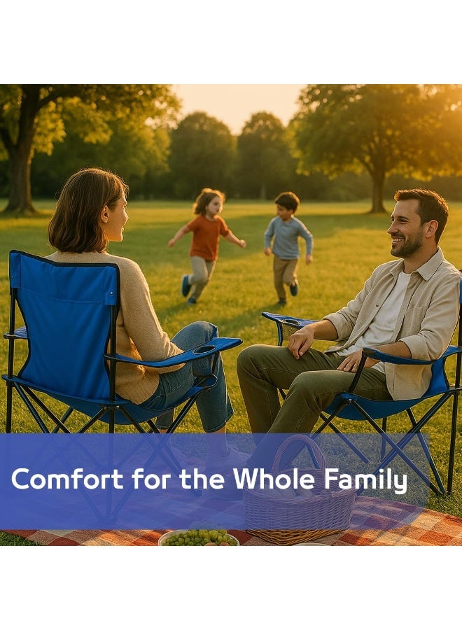 DEXO كرسي تخييم محمول ممتاز – إطار فولاذي قابل للطي، قماش أكسفورد 600D، مقعد خفيف الوزن سهل الحمل للصيد، الشاطئ، التنزه والمغامرات الخارجية (أزرق) - Image 5