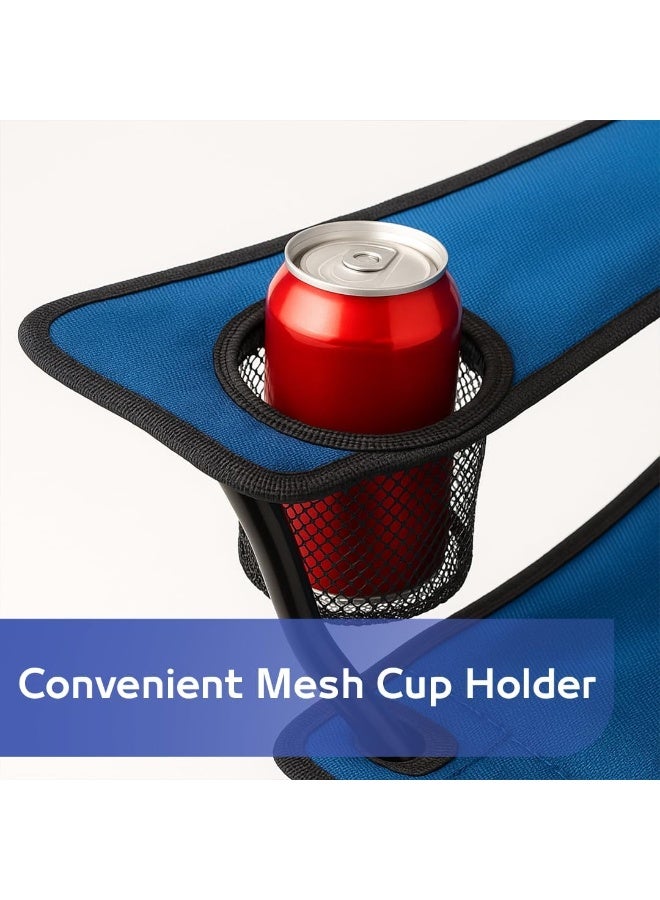 DEXO كرسي تخييم محمول ممتاز – إطار فولاذي قابل للطي، قماش أكسفورد 600D، مقعد خفيف الوزن سهل الحمل للصيد، الشاطئ، التنزه والمغامرات الخارجية (أزرق) - Image 3