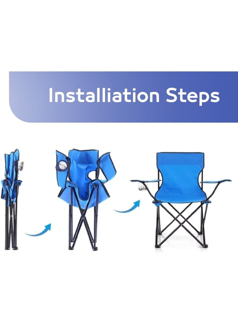 DEXO كرسي تخييم محمول ممتاز – إطار فولاذي قابل للطي، قماش أكسفورد 600D، مقعد خفيف الوزن سهل الحمل للصيد، الشاطئ، التنزه والمغامرات الخارجية (أزرق) - Image 4