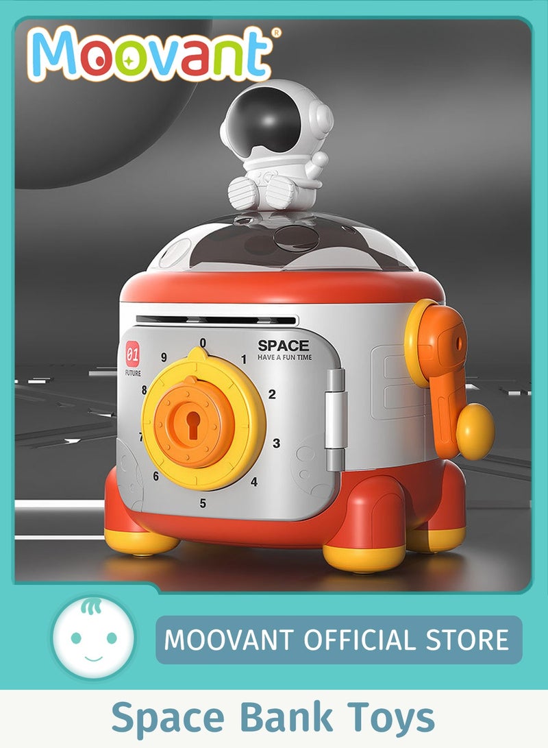 موفانت لعبة حصالة نقود على شكل رائد فضاء للأطفال، حصالة نقود يدوية بمفتاح وكلمة مرور مع ضوء ليلي، حصالة نقود مزخرفة على شكل رائد فضاء - Image 1