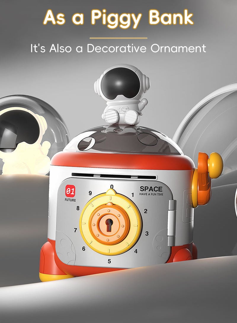 موفانت لعبة حصالة نقود على شكل رائد فضاء للأطفال، حصالة نقود يدوية بمفتاح وكلمة مرور مع ضوء ليلي، حصالة نقود مزخرفة على شكل رائد فضاء - Image 3