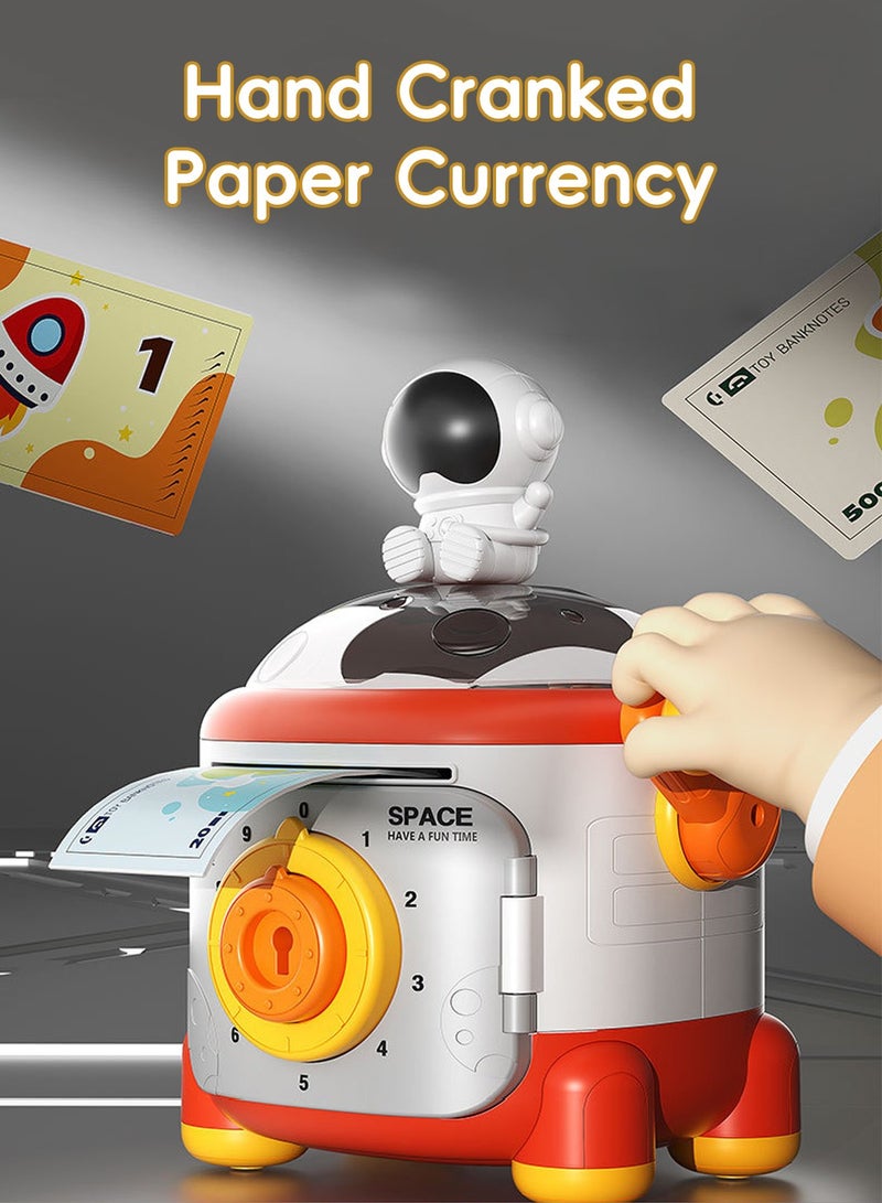 موفانت لعبة حصالة نقود على شكل رائد فضاء للأطفال، حصالة نقود يدوية بمفتاح وكلمة مرور مع ضوء ليلي، حصالة نقود مزخرفة على شكل رائد فضاء - Image 4