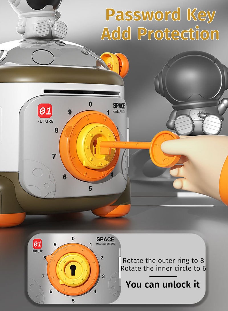 موفانت لعبة حصالة نقود على شكل رائد فضاء للأطفال، حصالة نقود يدوية بمفتاح وكلمة مرور مع ضوء ليلي، حصالة نقود مزخرفة على شكل رائد فضاء - Image 5