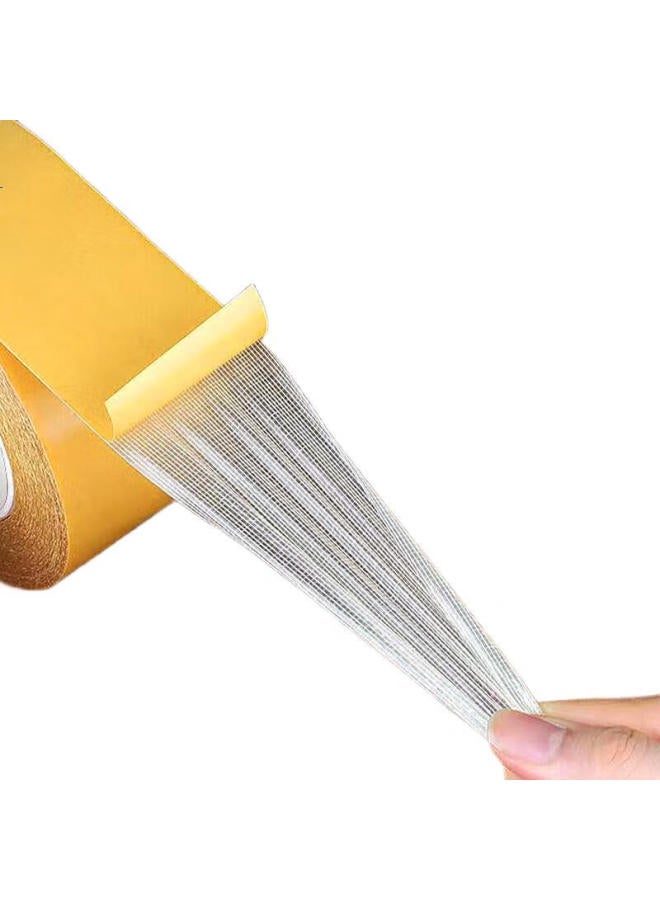 Tango Windproof Heavy-Duty Mesh Double-Sided Tape, Windproof Cloth Base Double-Sided Tape, Carpet Wedding Invisible High-Adhesive Fixing Spring Festival Couplets Tape, Yellow 3Cm*10M, 1 Roll - Image 1