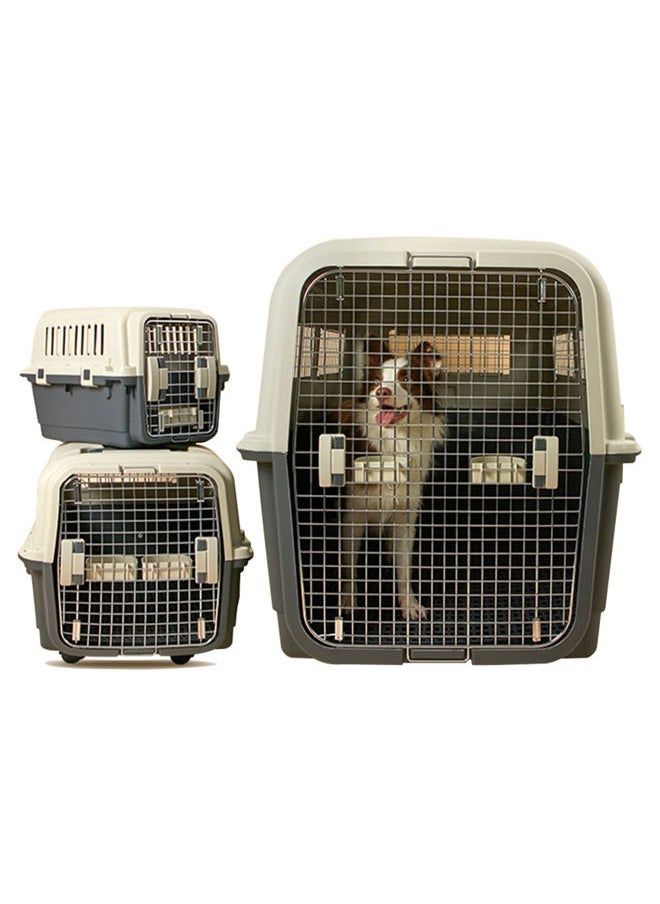 Neostyle Hard-Sided Transporter Dog Carrier Cage,Plastic Kennels Rolling Wire Door Travel Dog Crate,for Medium Large Dogs(Deep Grey-with urine septum plate+hanging bowl+wheel)  - Image 1