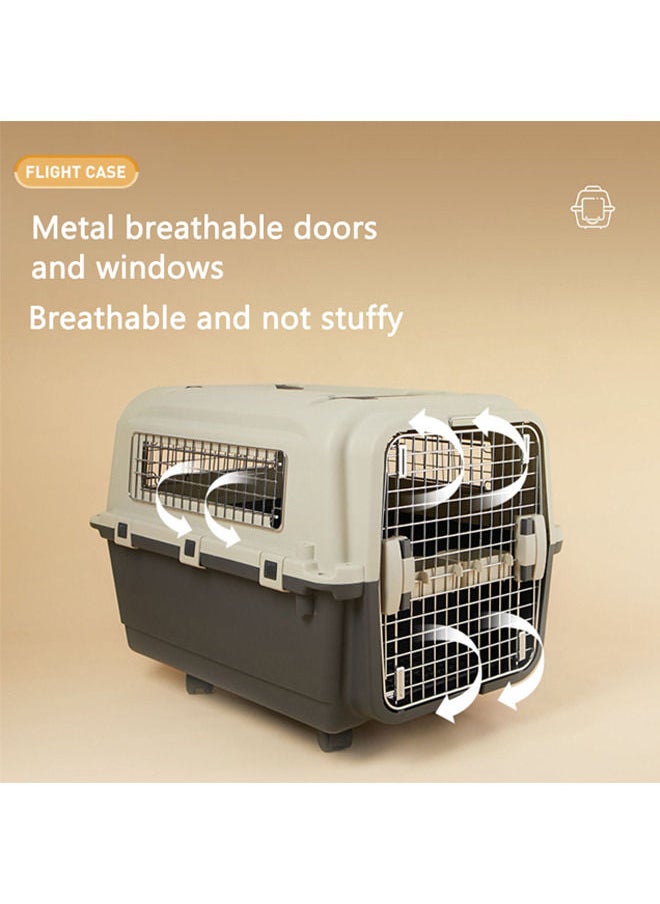 Neostyle Hard-Sided Transporter Dog Carrier Cage,Plastic Kennels Rolling Wire Door Travel Dog Crate,for Medium Large Dogs(Deep Grey-with urine septum plate+hanging bowl+wheel)  - Image 2