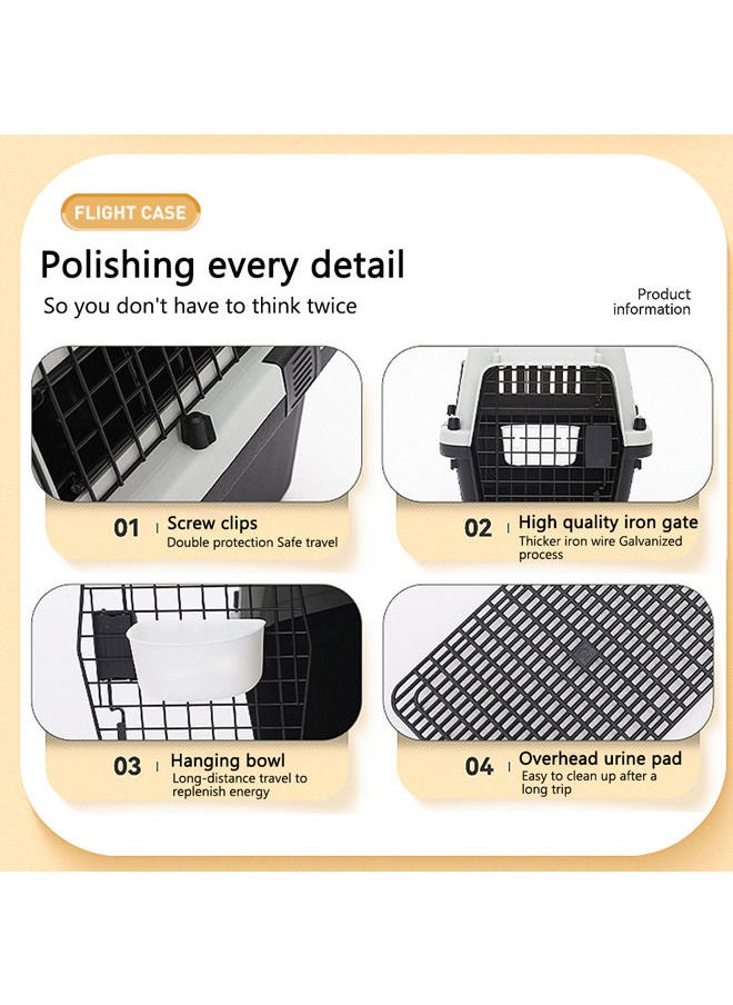 Neostyle Hard-Sided Transporter Dog Carrier Cage,Plastic Kennels Rolling Wire Door Travel Dog Crate,for Medium Large Dogs(Deep Grey-with urine septum plate+hanging bowl+wheel)  - Image 4