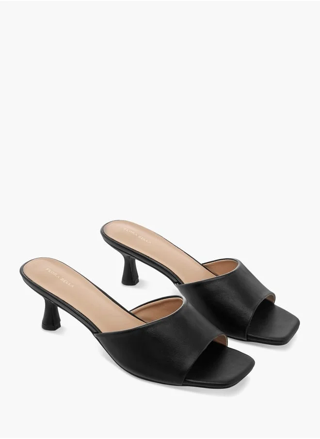 Flora Bella By Shoexpress Women Solid Slip-On Sandals with Flared Heels