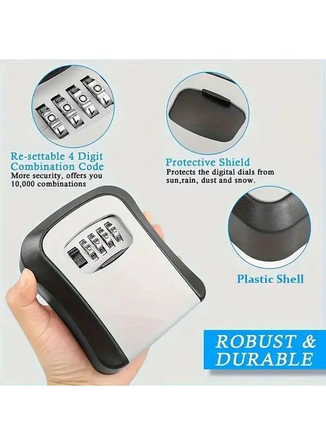Gray Outdoor Combination Lock Box Portable Key Safe No Battery Needed - Image 4
