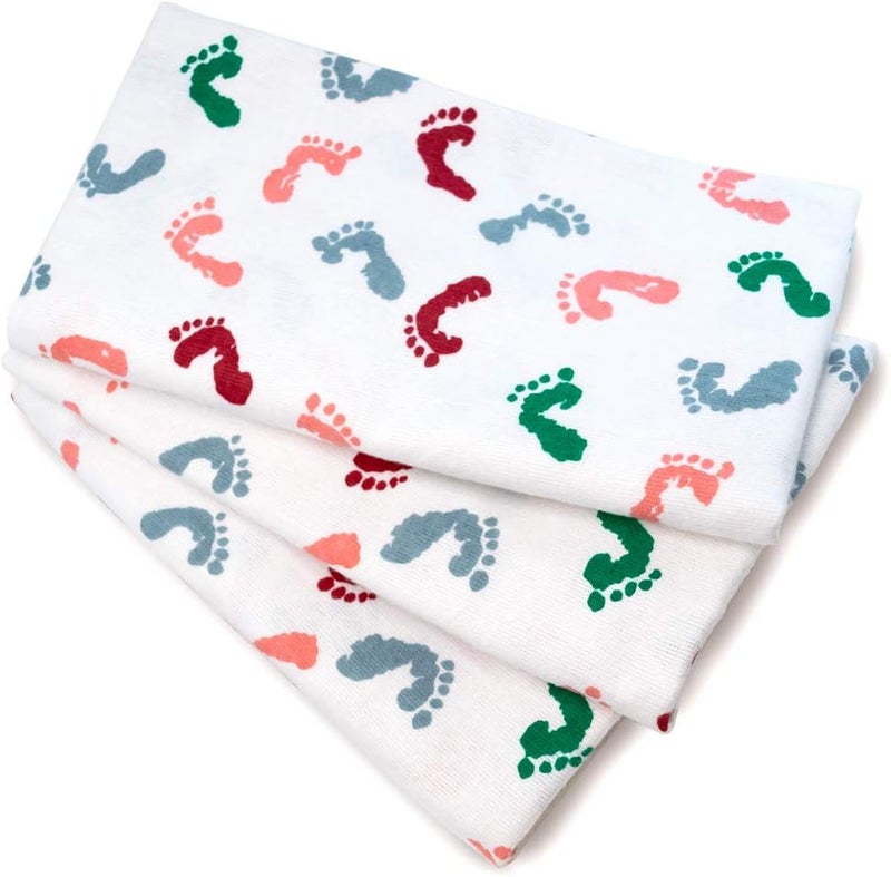 pill thing Baby Swaddle Hospital Blanket 3 Pack, Nursery Receiving Wrap, Unisex Boy Girl, 100% Soft Cotton Swaddles Newborn for Comforting or Photoshoot, Durable Hospital Quality Large Size (Baby Feet, 3 Pack) - Image 2