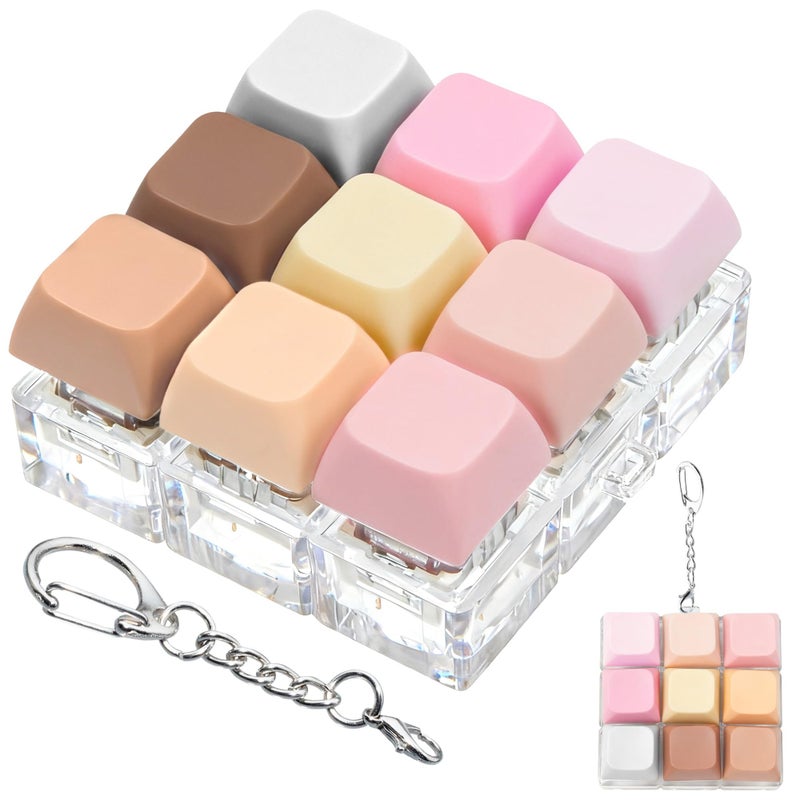 ILHSTY Keyboard Fidget Toy Clicker Fidget Keychain 9in1 Stress Relief Desk Toys Decompression Button Keyboard with Removable Keycaps Anxiety Relief Valentines Day Gifts for Adult 9 ColorMorandi - Image 3