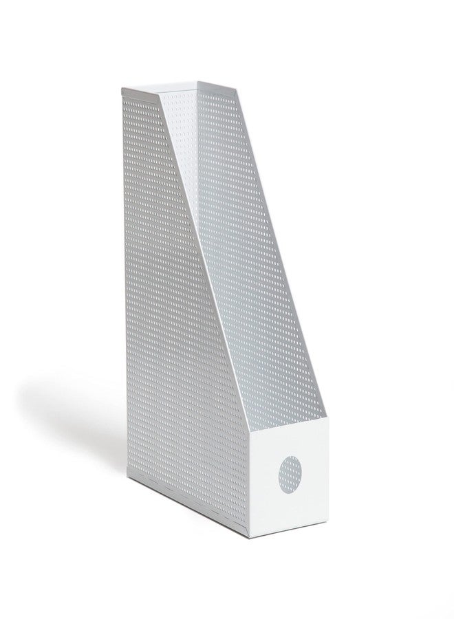 يو براندز حامل مجلات مثقب عصري من يو براندز، لوازم مكتبية، معدن، أبيض، 12.2 بوصة × 3.74 بوصة × 9.65 بوصة، قطعة واحدة - Image 1