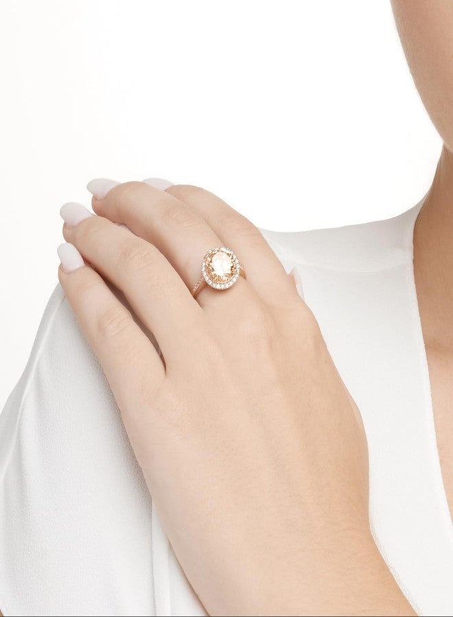 مورجان آند بايدج خاتم خطوبة أنيق من مورغان آند بيج، مصنوع من الفضة الإسترليني عيار 925 ومطلي بالذهب الوردي عيار 14 قيراطًا، مرصع بحجر زركونيا مكعب شفاف بلون الشمبانيا - خاتم من الفضة الإسترليني بحجر مركزي بلون الشمبانيا المتلألئ، مقاس 7 - Image 2