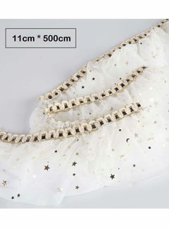 Y&D White Glitter Tulle Ribbon, Sparkling Rolls, 11 cm Width Mesh lace Ribbon Spool Fabric (5 Meter)  - Image 3
