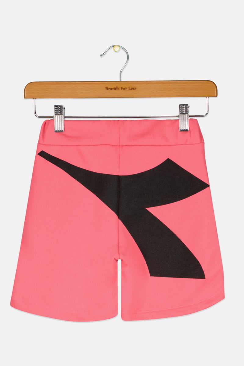 DIADORA Kids Girl Brand Logo Basic Shorts, Pink/Black - Image 2
