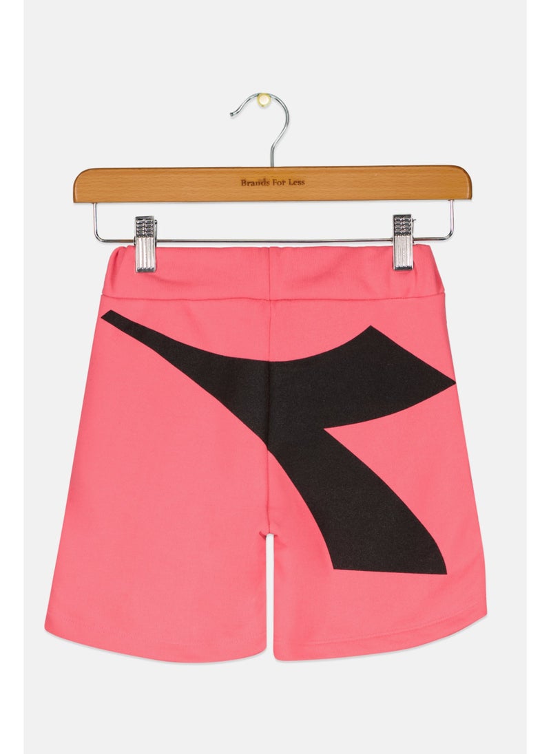 DIADORA Kids Girl Brand Logo Basic Shorts, Pink/Black - Image 3